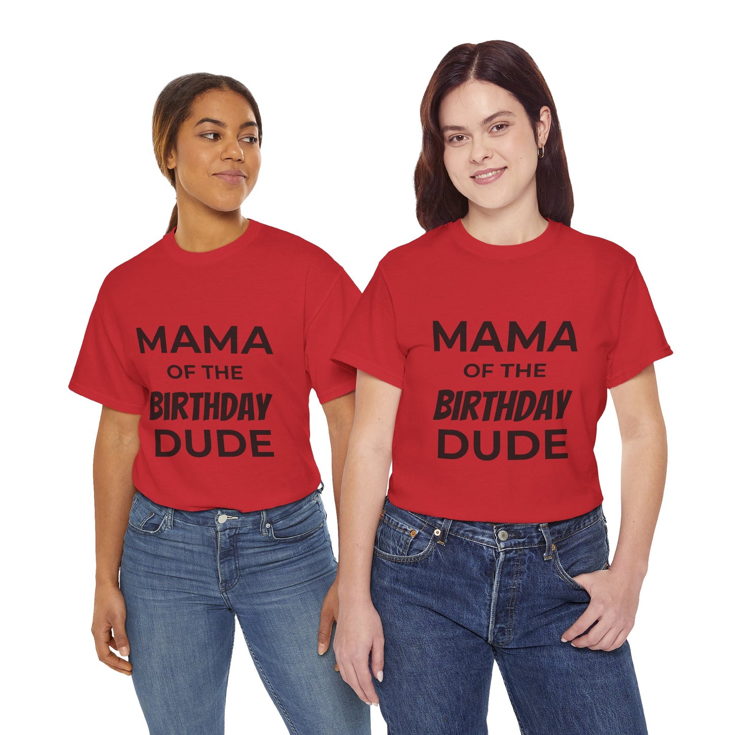 Mama of the Birthday Dude Unisex Heavy Cotton Tee, Birthday Gift Shirt, Mama Tee, Funny Mom T-Shirt, Family Celebration Shirt