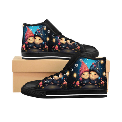 Whimsical Women Classic Sneakers with Gnome Design, Unique Casual Footwear, Perfect for Gift Giving, Spring Celebrations, Everyday Wear