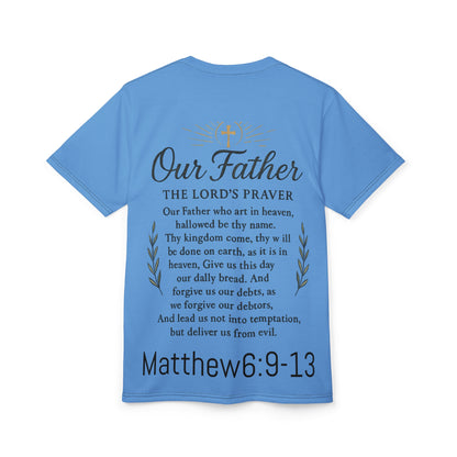 Easter Cross Tee — Rose-Wrapped Cross with Lambs All-Over Print