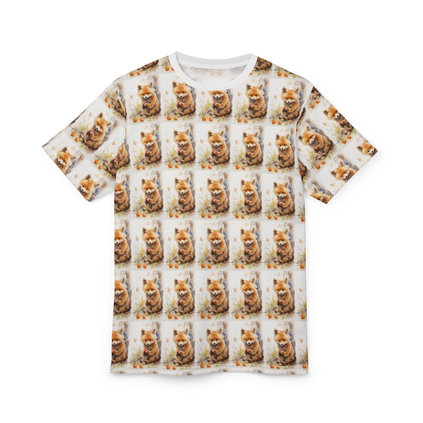All-Over Print Ginger Cat Pattern Tee — Cute Kitty Repeat Design