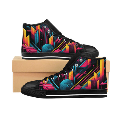 Vibrant High-Top Sneakers for Creative Souls, Unique Footwear, Stylish Art Sneakers, Trendy Men Shoes, Colorful Casual Kicks