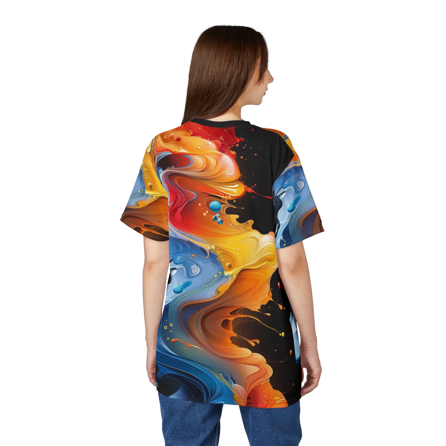 Abstract Colorwave Tee — All-Over Print Fluid Art T-Shirt