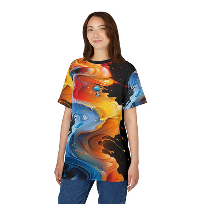 Abstract Colorwave Tee — All-Over Print Fluid Art T-Shirt