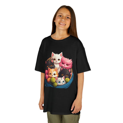 Adorable Cat-Themed Kids Heavy Cotton Tee - Perfect for Animal Lovers, Birthday Gifts, Everyday Wear, Celebration Attire, Cat Enthusiasts