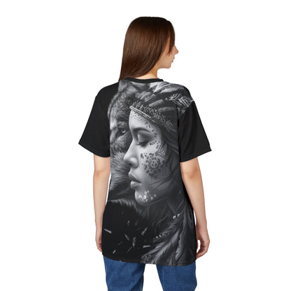 Wolf Spirit Tee — Tribal Woman & Wolf All-Over Print Shirt