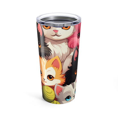 Cute Cat Tumbler, Cat Lover Gift, 20oz Travel Mug, Pet Owner Accessory, Personalized Drinkware, Feline Enthusiast Cup
