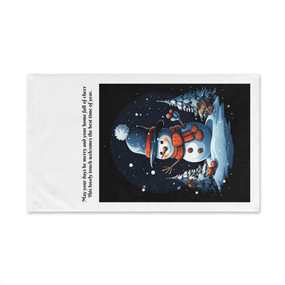 Festive Snowman Hand Towel | Cute Holiday Towel, Winter Decor, Kitchen Towel, Christmas Gift, Snowman Decor