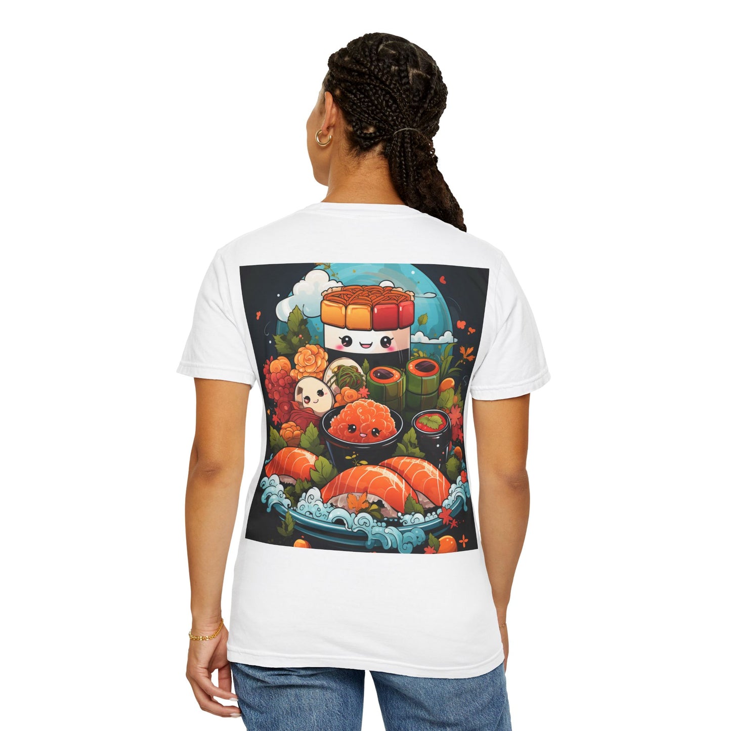 Cute Sushi Unisex T-Shirt, Fun Foodie Tee, Anime Sushi Art Shirt, Gift for Sushi Lovers, Casual Wear, Unique Graphic Tee