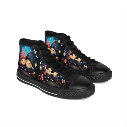 Whimsical Women Classic Sneakers with Gnome Design, Unique Casual Footwear, Perfect for Gift Giving, Spring Celebrations, Everyday Wear