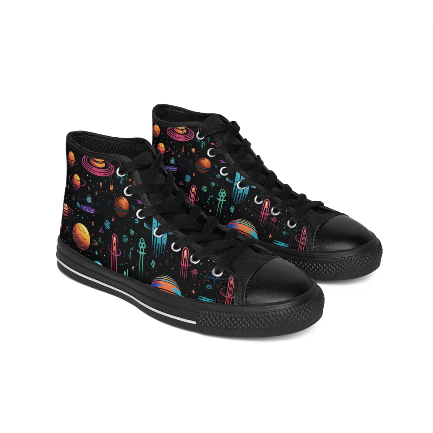 Galactic Men's Classic Sneakers, Cosmic High-Top Shoes, Space-Themed Footwear, Trendy Sneakers for Men, Unique Gift for Space Lovers