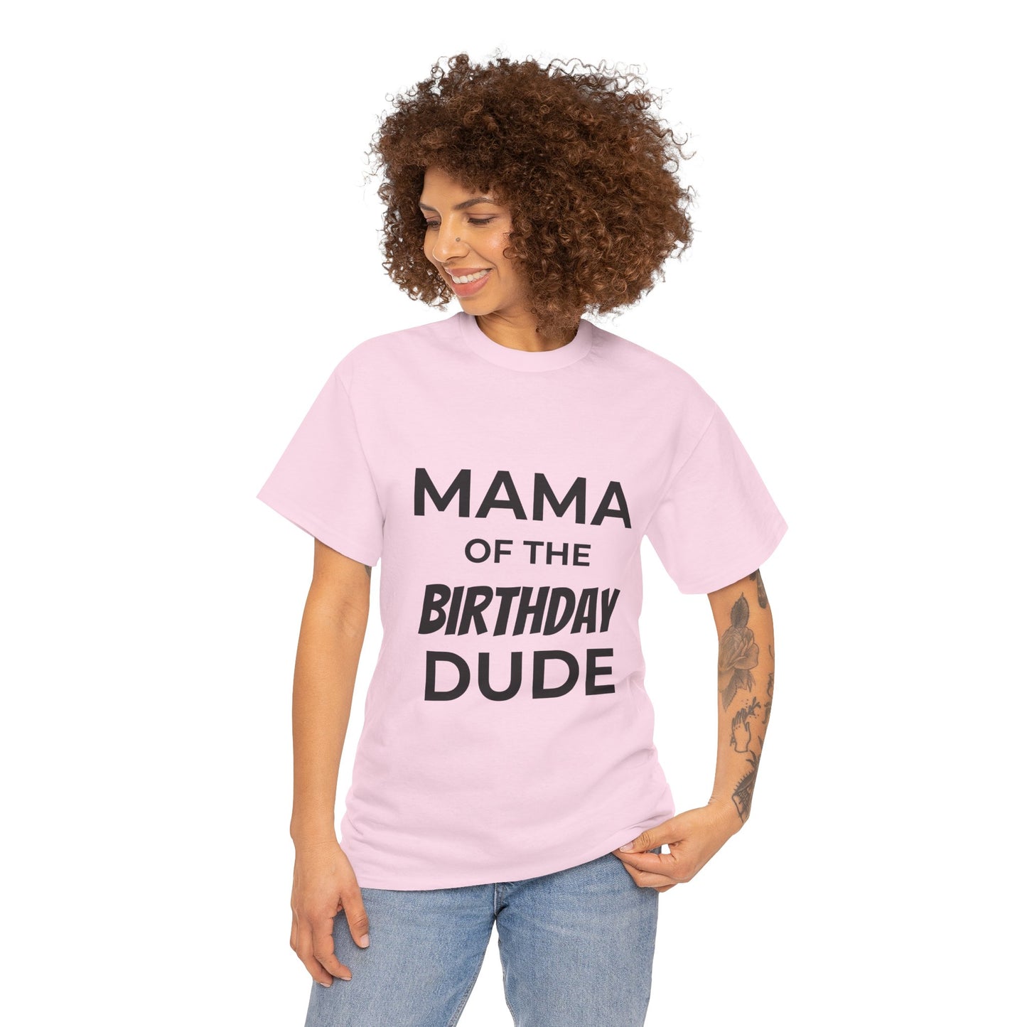 Mama of the Birthday Dude Unisex Heavy Cotton Tee, Birthday Gift Shirt, Mama Tee, Funny Mom T-Shirt, Family Celebration Shirt