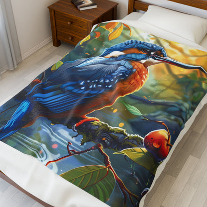 Nature-Inspired Velveteen Plush Blanket for Cozy Comfort, Bird-Themed Decor, Soft Home Gift, Snuggle Blanket, Outdoor Vibe