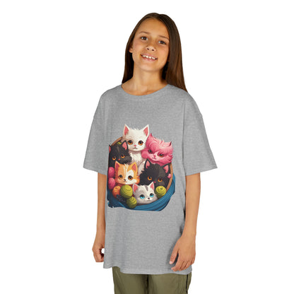 Adorable Cat-Themed Kids Heavy Cotton Tee - Perfect for Animal Lovers, Birthday Gifts, Everyday Wear, Celebration Attire, Cat Enthusiasts