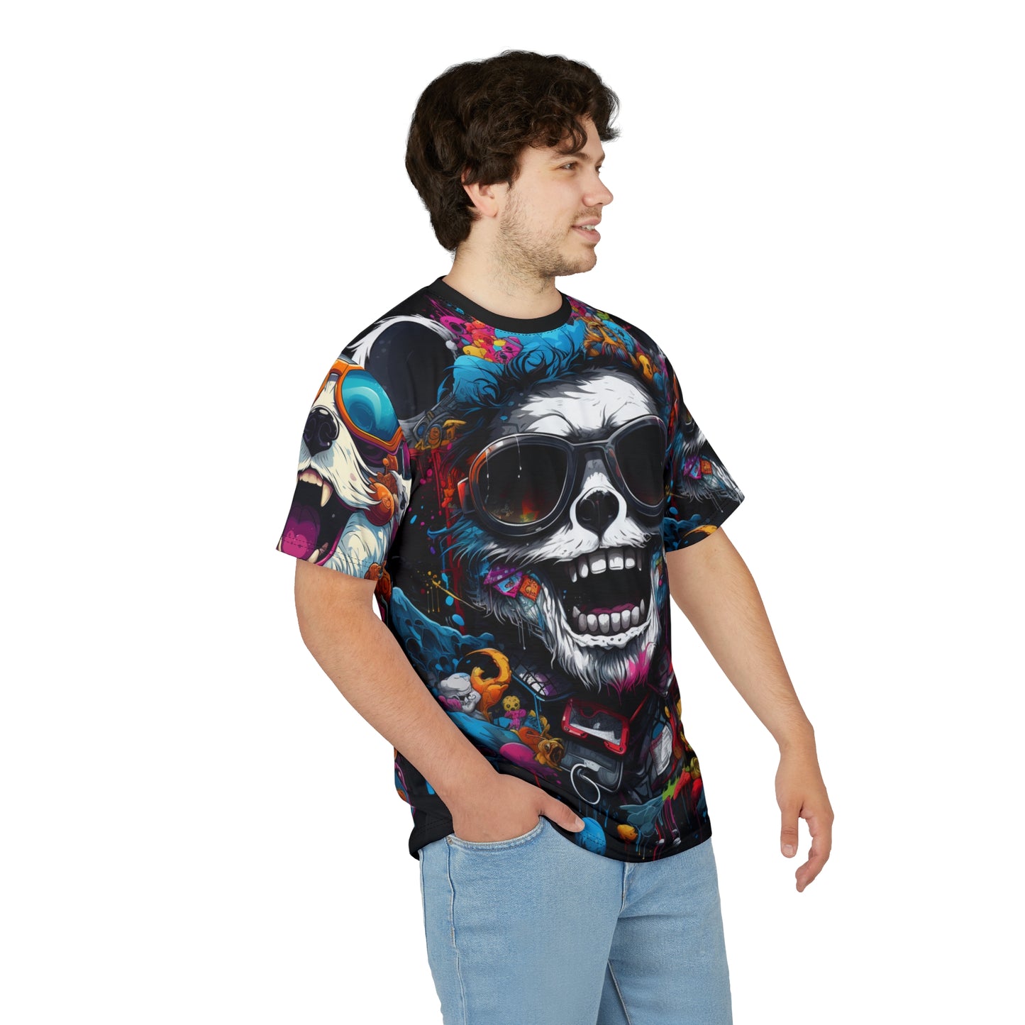 Skull Sunglasses Graphic Tee — Colorful Streetwear All-Over Print