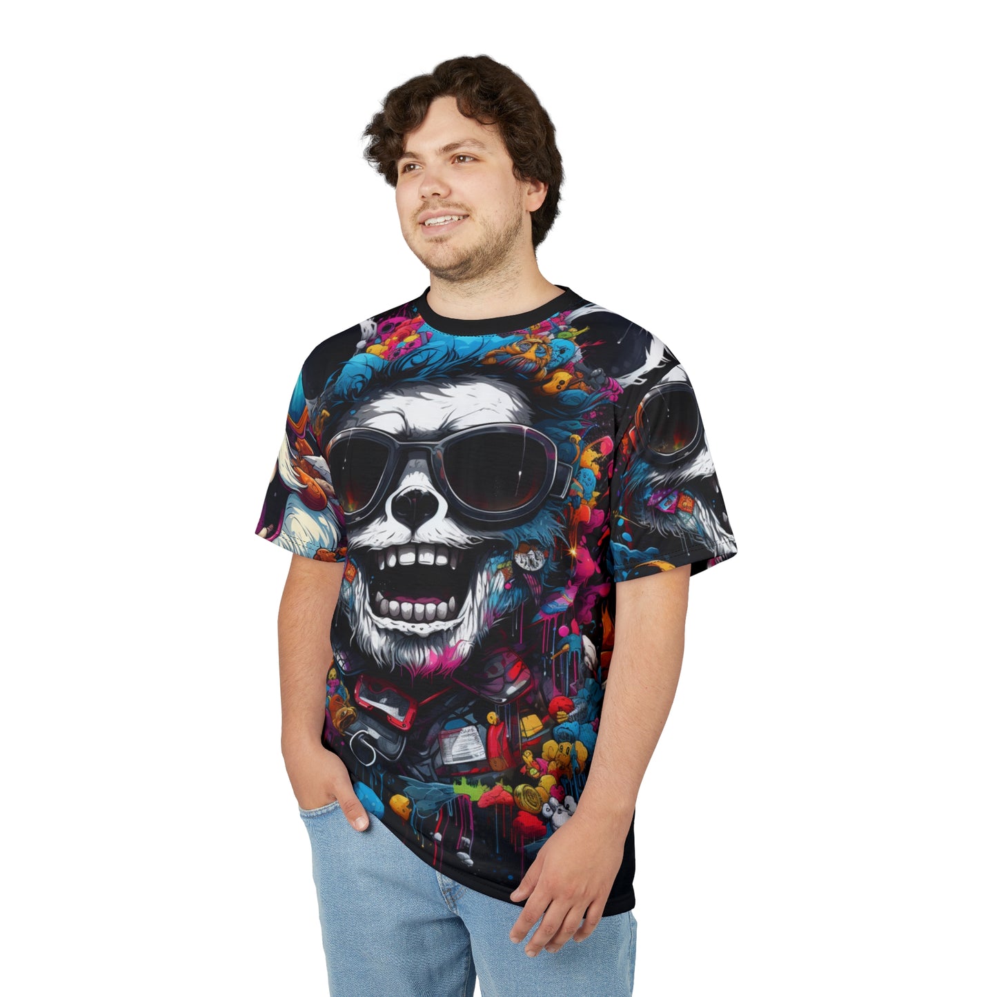 Skull Sunglasses Graphic Tee — Colorful Streetwear All-Over Print