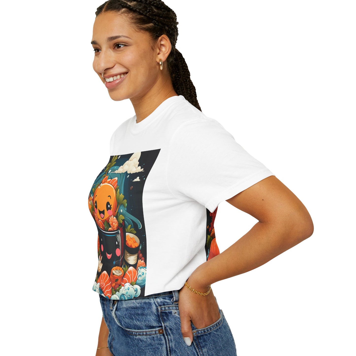 Cute Sushi Unisex T-Shirt, Fun Foodie Tee, Anime Sushi Art Shirt, Gift for Sushi Lovers, Casual Wear, Unique Graphic Tee