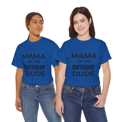 Mama of the Birthday Dude Unisex Heavy Cotton Tee, Birthday Gift Shirt, Mama Tee, Funny Mom T-Shirt, Family Celebration Shirt