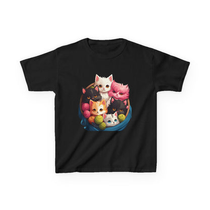 Adorable Cat-Themed Kids Heavy Cotton Tee - Perfect for Animal Lovers, Birthday Gifts, Everyday Wear, Celebration Attire, Cat Enthusiasts