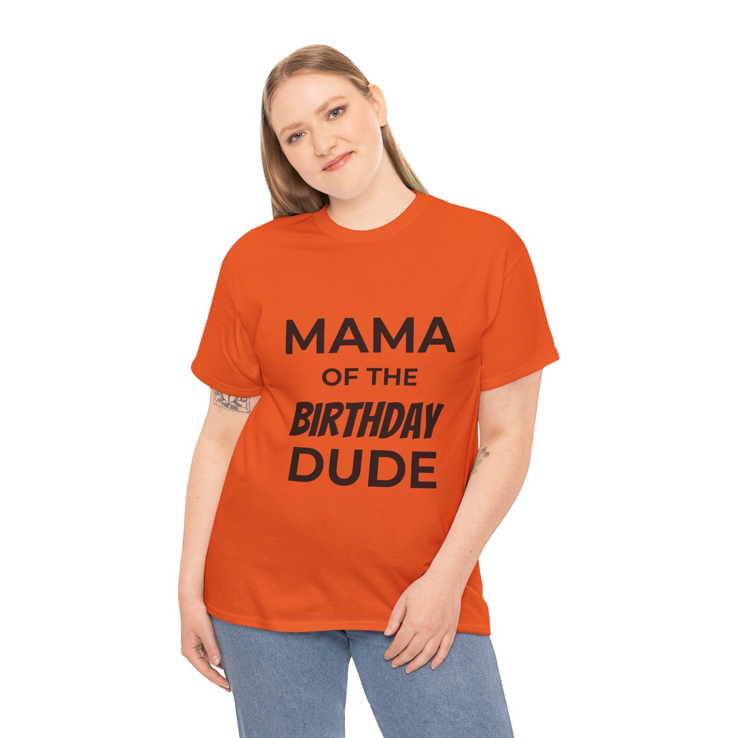 Mama of the Birthday Dude Unisex Heavy Cotton Tee, Birthday Gift Shirt, Mama Tee, Funny Mom T-Shirt, Family Celebration Shirt