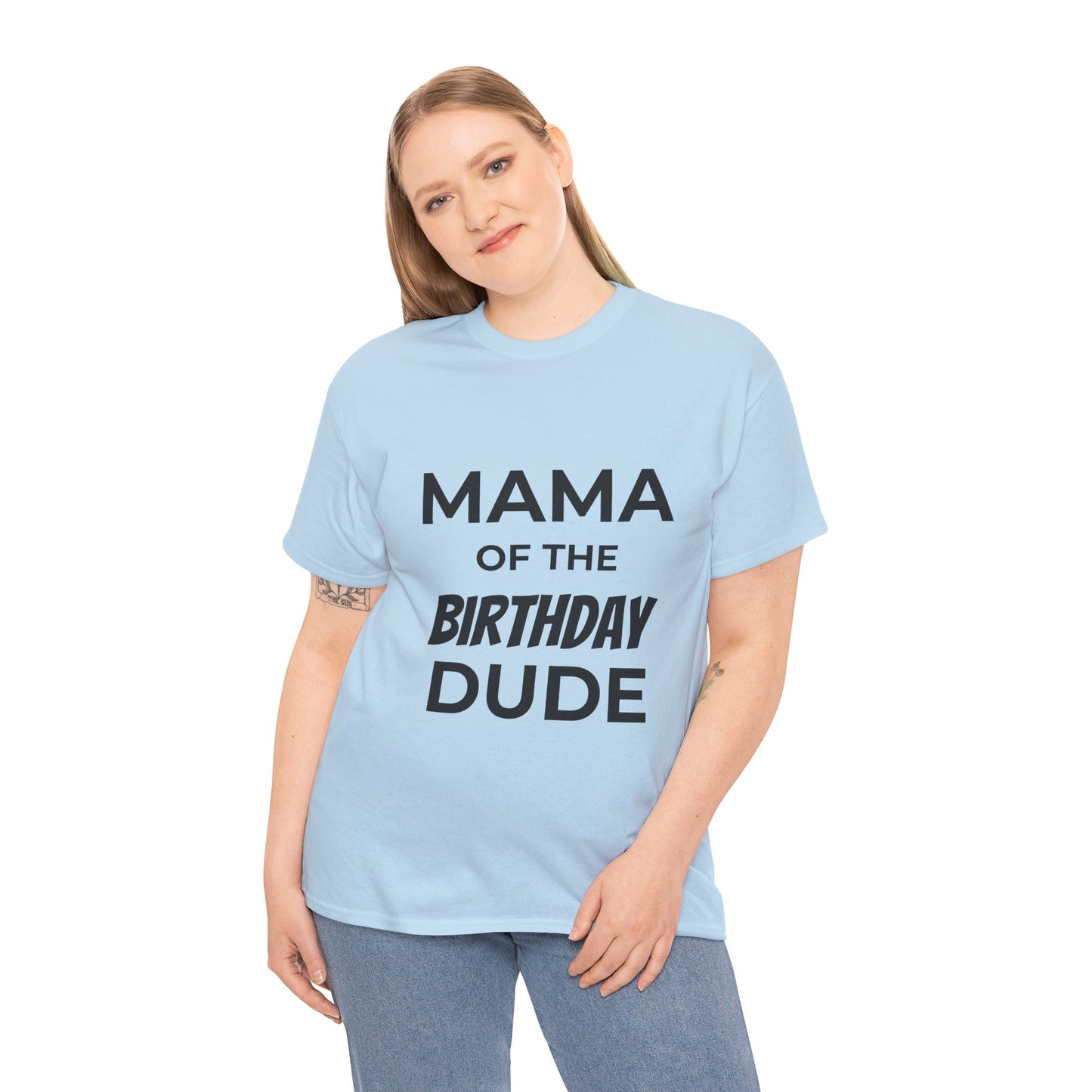 Mama of the Birthday Dude Unisex Heavy Cotton Tee, Birthday Gift Shirt, Mama Tee, Funny Mom T-Shirt, Family Celebration Shirt