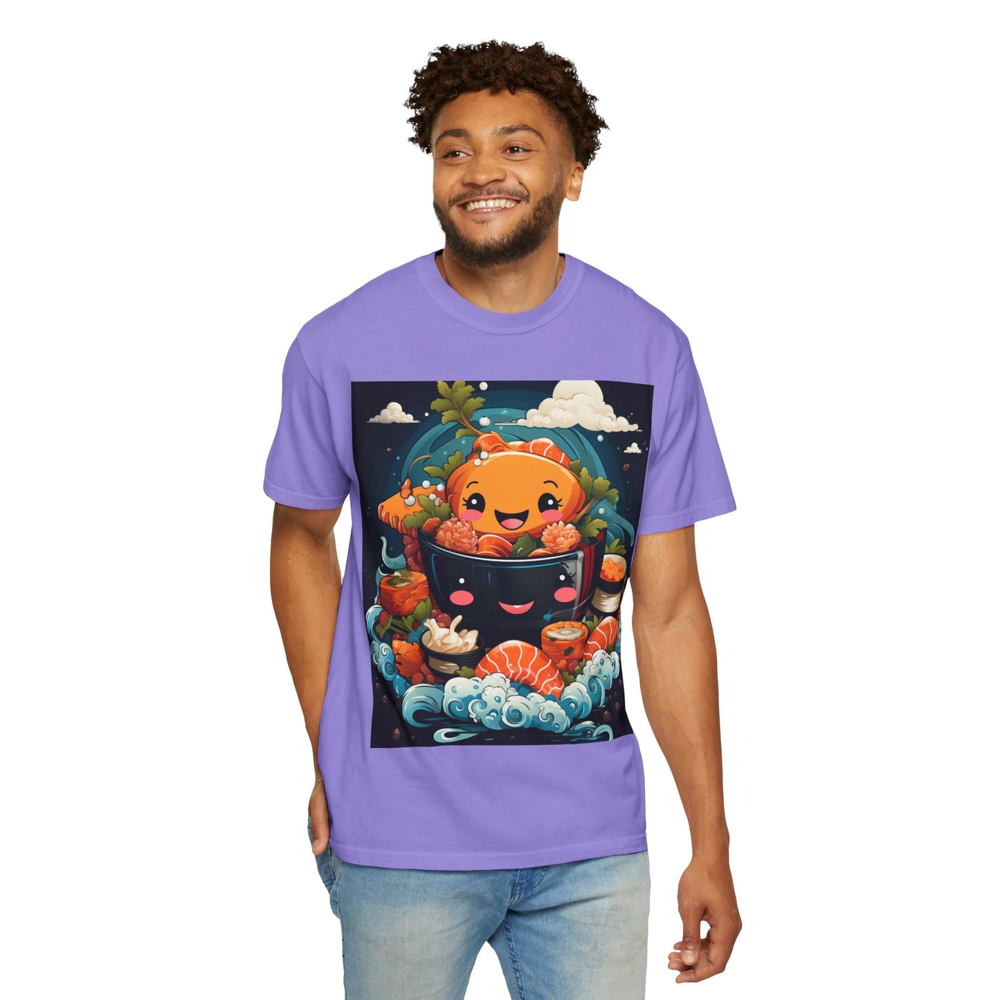 Cute Sushi Unisex T-Shirt, Fun Foodie Tee, Anime Sushi Art Shirt, Gift for Sushi Lovers, Casual Wear, Unique Graphic Tee