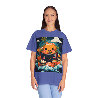 Cute Sushi Unisex T-Shirt, Fun Foodie Tee, Anime Sushi Art Shirt, Gift for Sushi Lovers, Casual Wear, Unique Graphic Tee