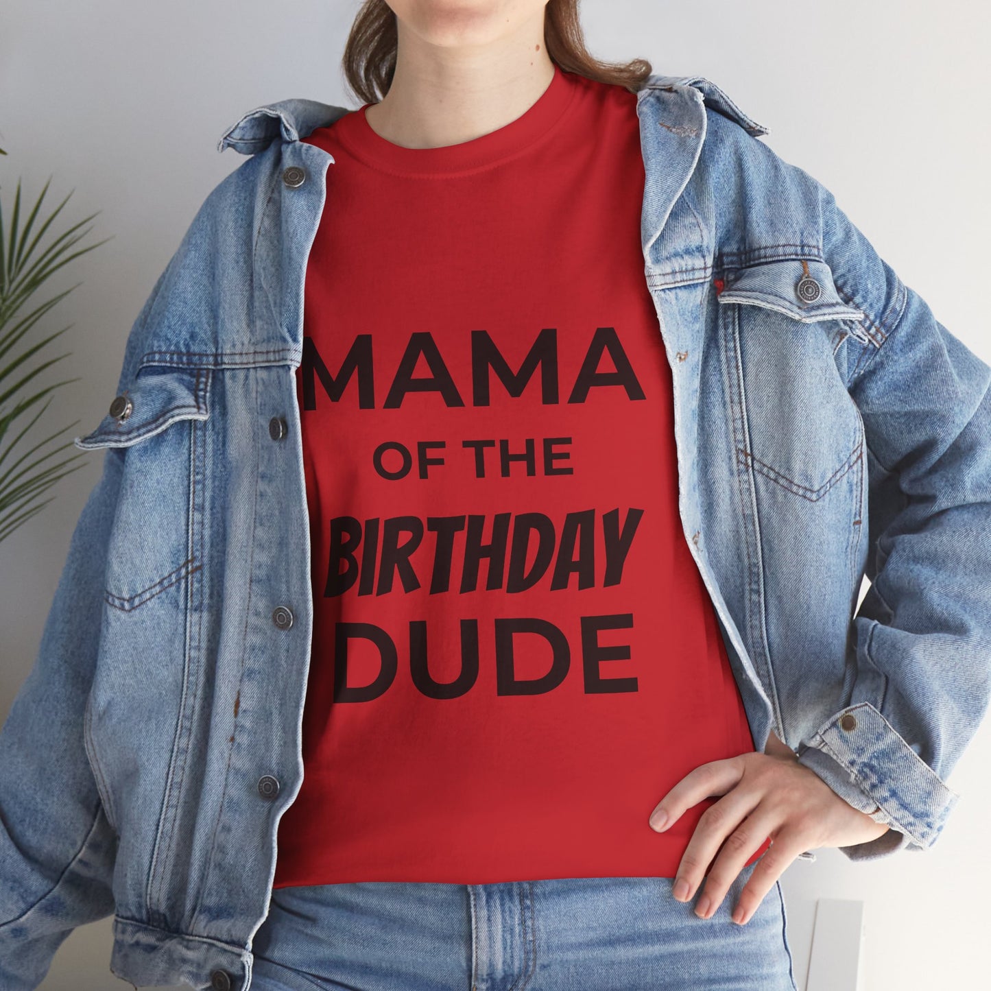 Mama of the Birthday Dude Unisex Heavy Cotton Tee, Birthday Gift Shirt, Mama Tee, Funny Mom T-Shirt, Family Celebration Shirt