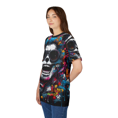 Skull Sunglasses Graphic Tee — Colorful Streetwear All-Over Print
