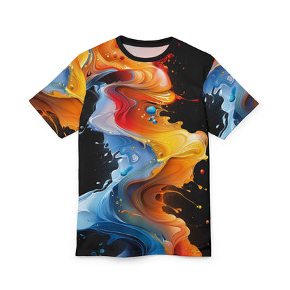Abstract Colorwave Tee — All-Over Print Fluid Art T-Shirt