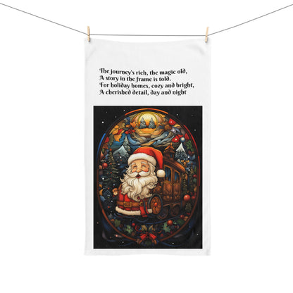 Festive Santa Hand Towel, Christmas Decor, Holiday Gift, Kitchen Towel, Seasonal Decoration, Santa Claus Themed