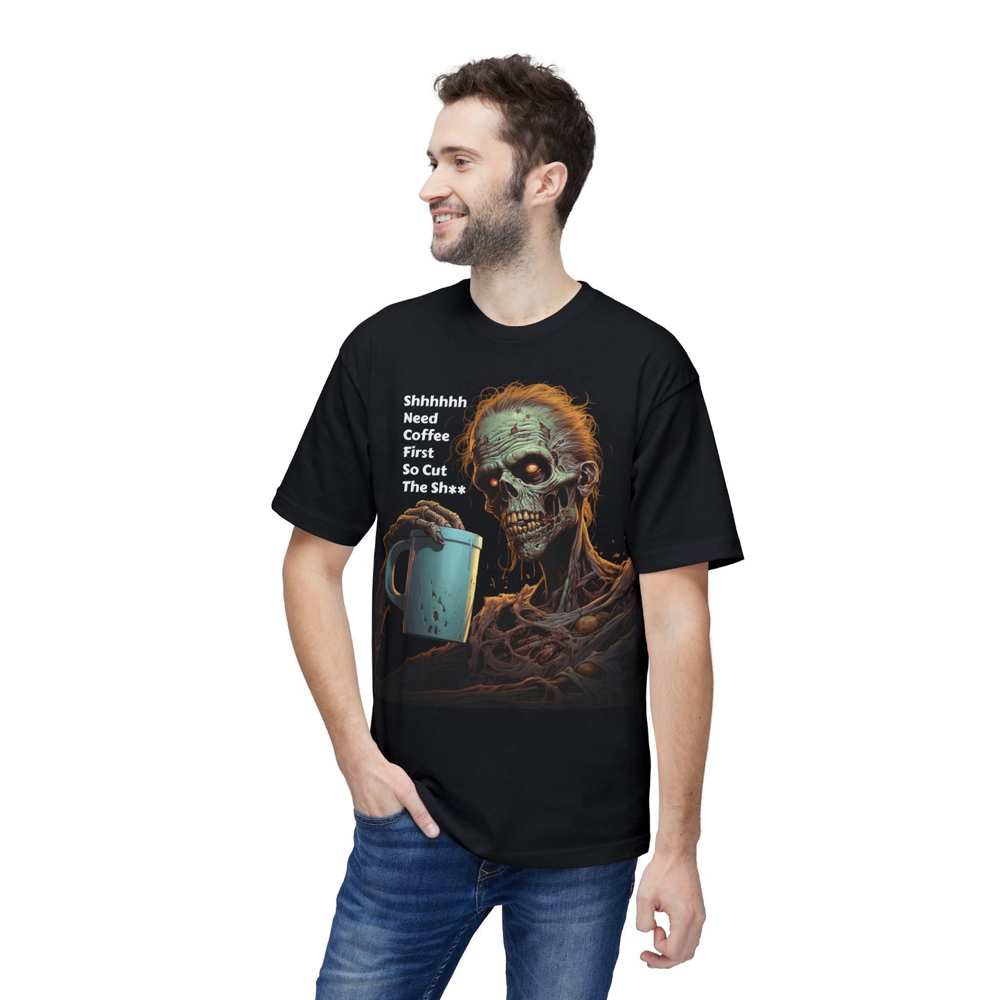 Zombie Skeleton Coffee T-Shirt — Creepy Morning Brew Graphic Tee