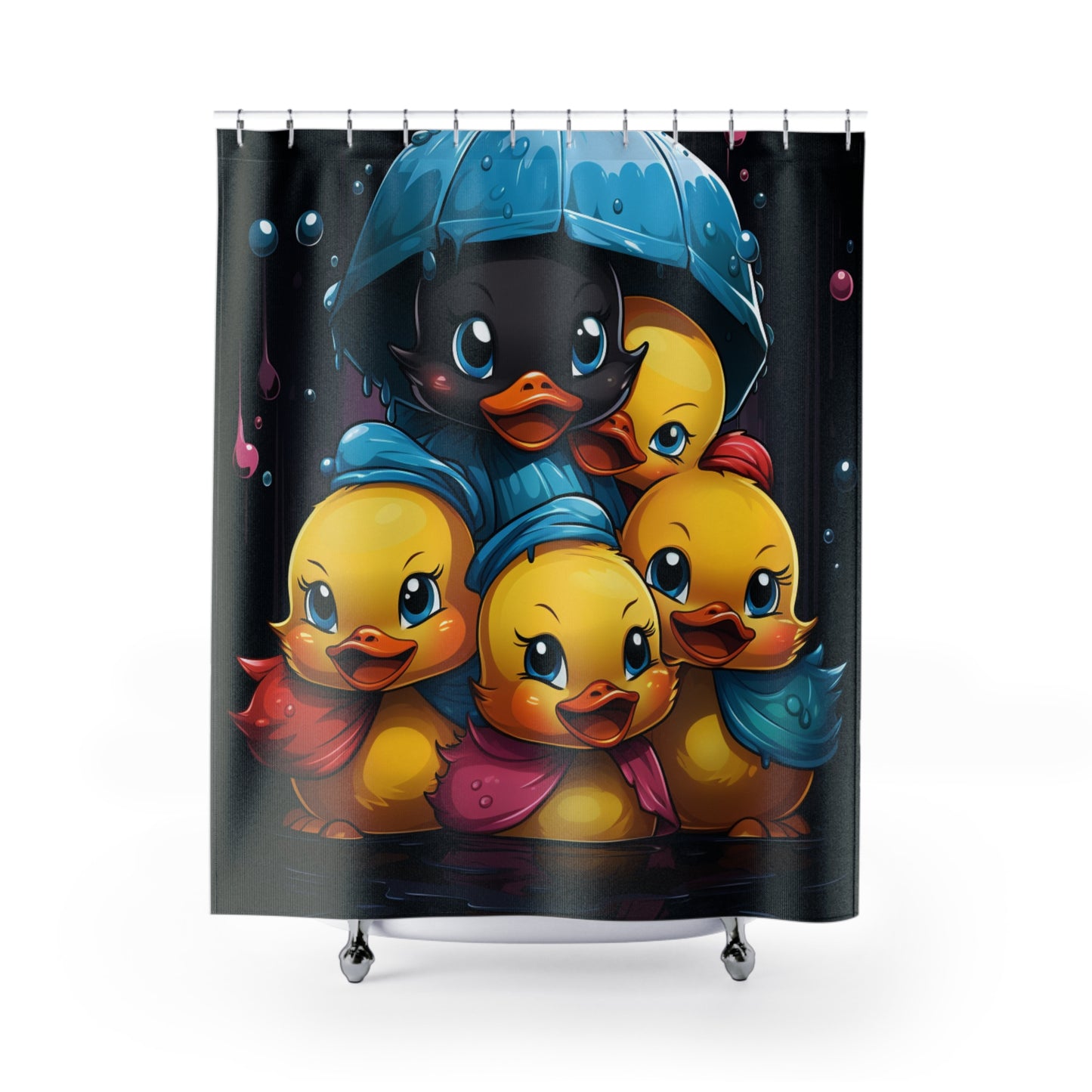Whimsical Duck Shower Curtain, Fun Bathroom Decor, Kids' Bathroom, Rainy Day Theme, Cute Animal Design, Gift for Baby Shower