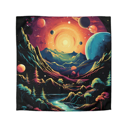 Cosmic Landscape Microfiber Duvet Cover | Galaxy Bedding, Space Decor, Boho Bedroom, Art Print Duvet, Unique Gift Idea