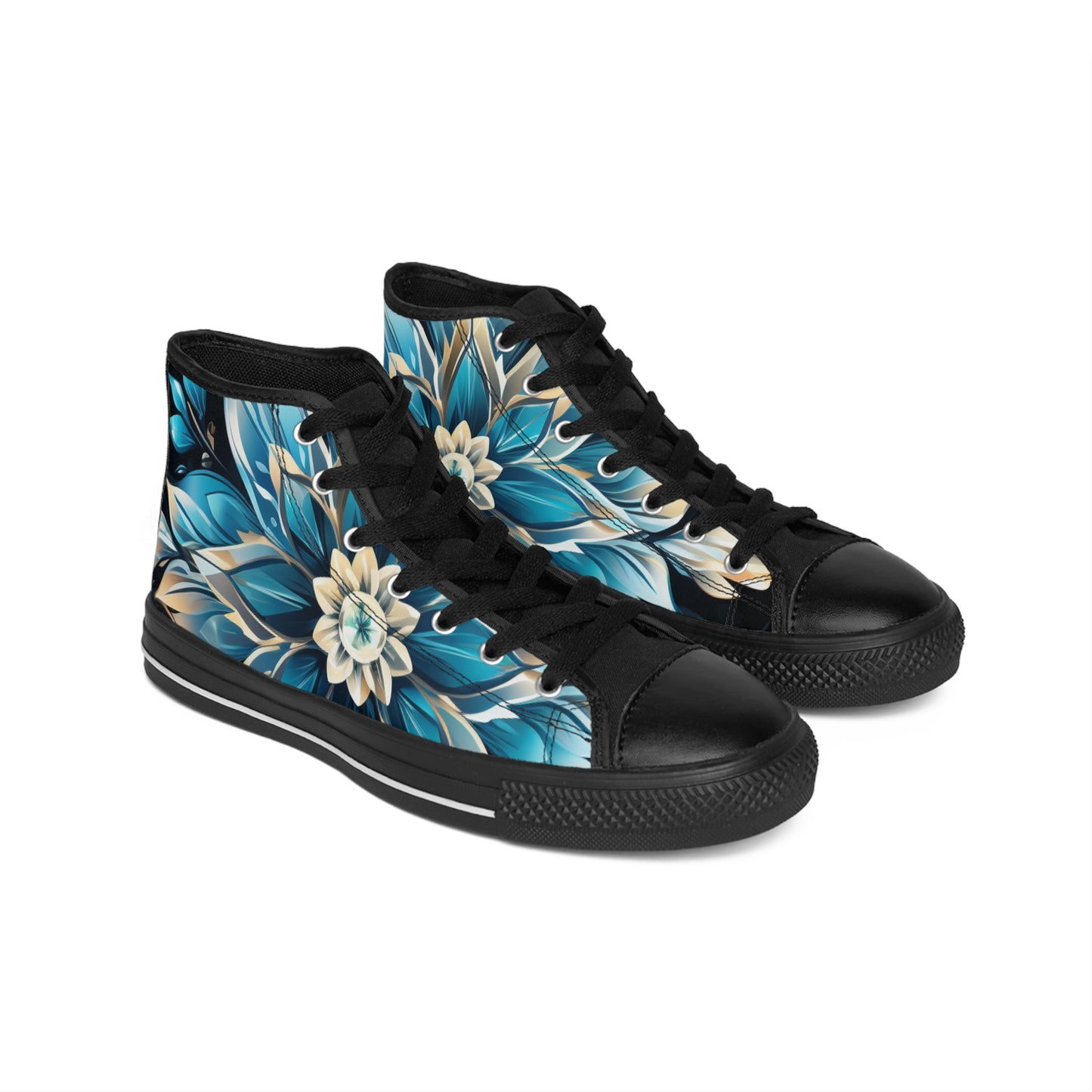 Floral Women's Sneakers - Stylish High-Top Shoes for Casual Outings, Gifts for Her, Unique Fashion Statement, Spring/Summer Footwear