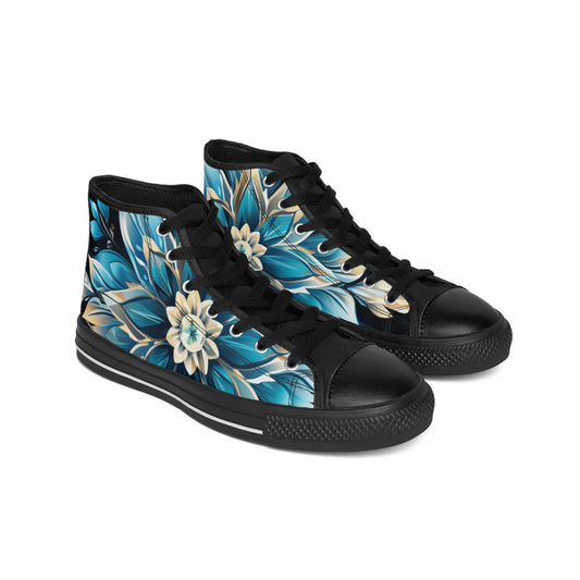 Floral Women's Sneakers - Stylish High-Top Shoes for Casual Outings, Gifts for Her, Unique Fashion Statement, Spring/Summer Footwear