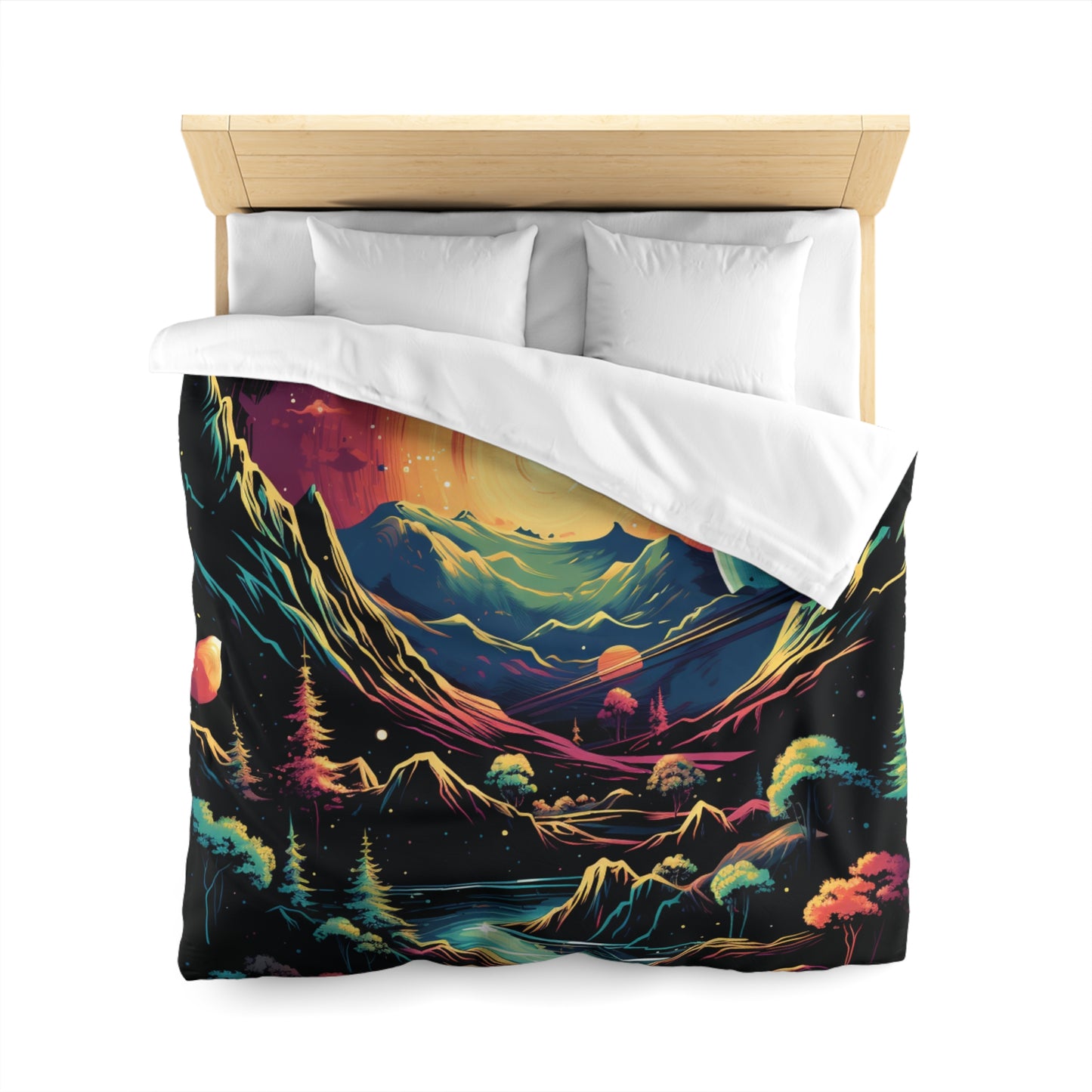 Cosmic Landscape Microfiber Duvet Cover | Galaxy Bedding, Space Decor, Boho Bedroom, Art Print Duvet, Unique Gift Idea