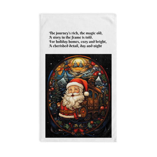 Festive Santa Hand Towel, Christmas Decor, Holiday Gift, Kitchen Towel, Seasonal Decoration, Santa Claus Themed