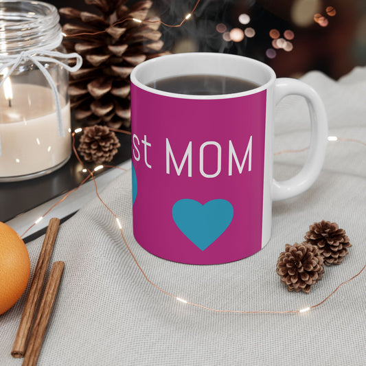 Best Mom Ceramic Mug - Perfect Gift for Mother's Day, Birthdays, Coffee Lover, Heart Design, Unique Present Idea
