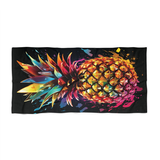 Vibrant Pineapple Beach Towel, Colorful Tanning Towel, Tropical Poolside Essential, Summer Gift, Fun Beach Accessory
